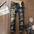 Newest Embroidery Tiger Slim Men's Ripped Jeans Straight Pants